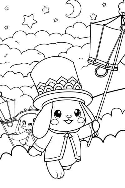 Cinnamoroll’s Starlit Dream Parade Coloring Page