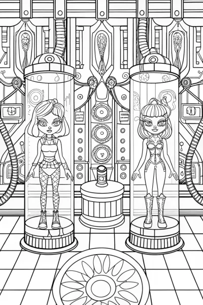 Bratz dolls in a futuristic lab