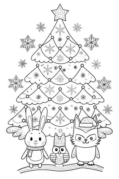 The Merry Christmas Tree Guardians Coloring Page