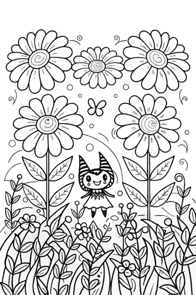 Kuromi’s Enchanted Garden Adventure Coloring Page