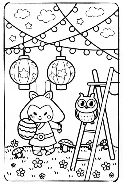 Kuromi’s Enchanted Lantern Festival Coloring Page