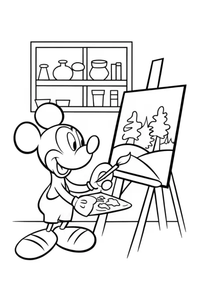 Mickey Mouse’s Magical Art Studio Coloring Page
