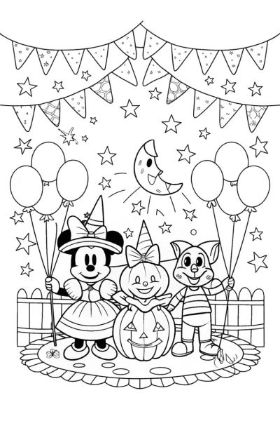 Mickey Mouse Halloween Parade Coloring Page