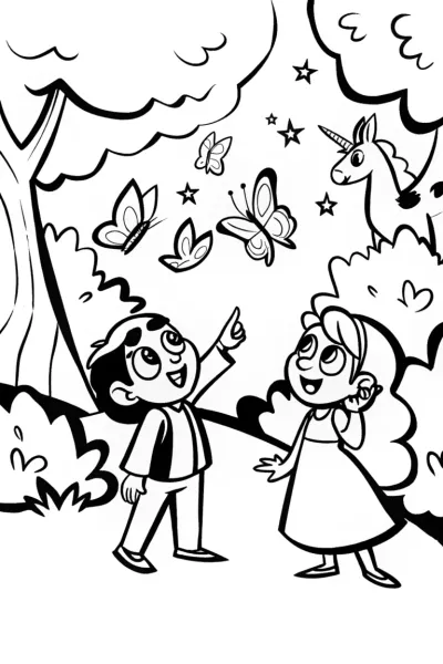 Mirabel and Antonio’s Enchanted Forest Coloring Page