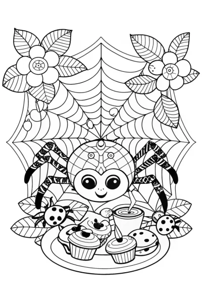 The Spider’s Enchanted Tea Party Coloring Page