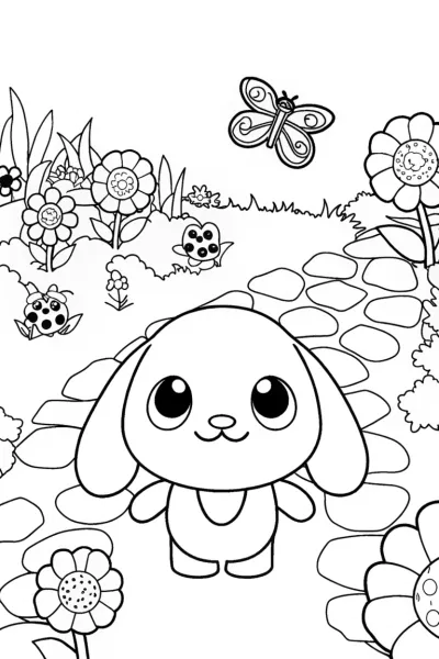 Cinnamoroll’s Enchanted Garden Adventure Coloring Page