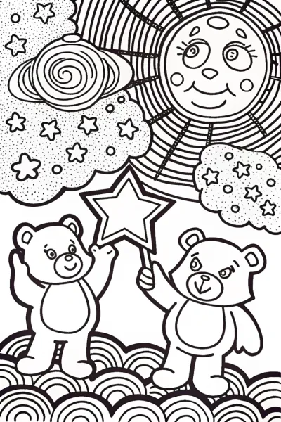 Care Bears’ Dreamy Starry Night Adventure Coloring Page