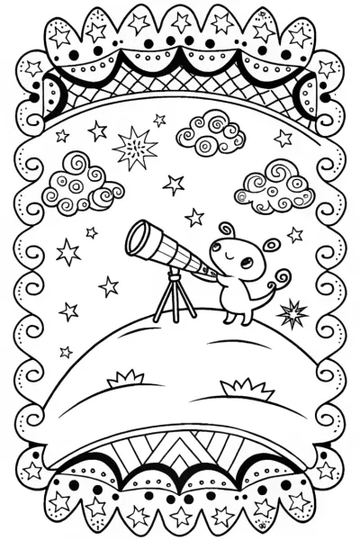 Axolotl Astronomer Coloring Page
