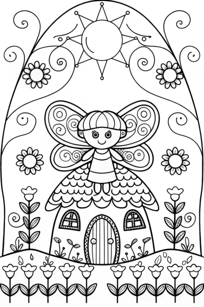 The Fairy Garden Builder Coloring Page
