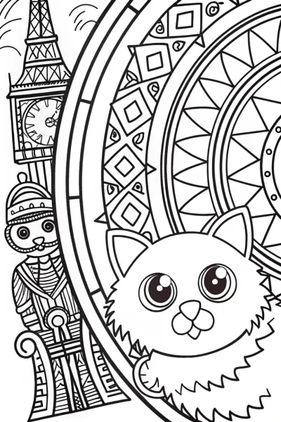 Chrono the Cat’s Time-Traveling Coloring Page