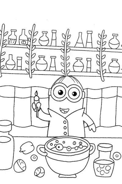 Minion’s Magical Potion Party Coloring Page
