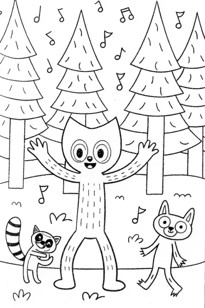 Huggy Wuggy’s Magical Dance Party Coloring Page