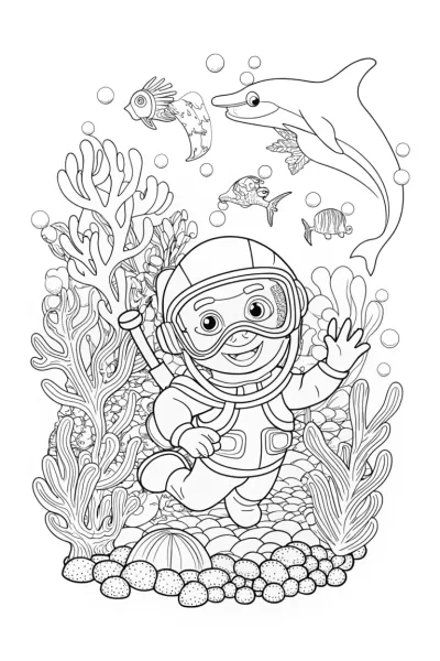 Mario’s Underwater Adventure Coloring Page
