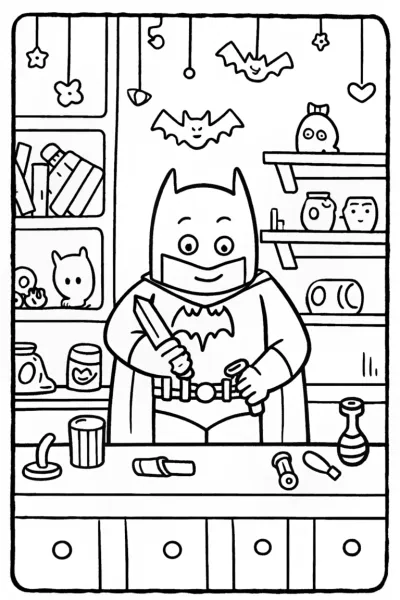 Batman in the Enchanted Workshop Coloring Page