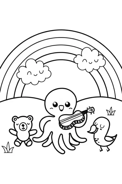 Rainbow Friends’ Musical Adventure Coloring Page
