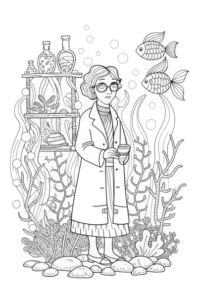 Mermaid’s Secret Laboratory Coloring Page