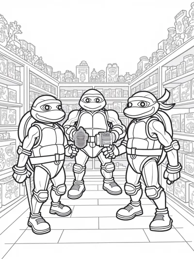 TMNT undercover agents in a toy store