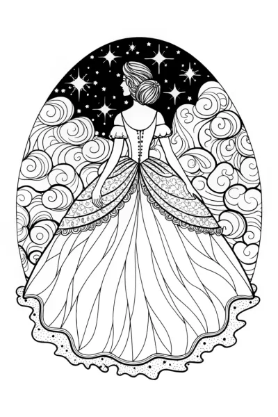 Princess of the Starlit Sky Coloring Page