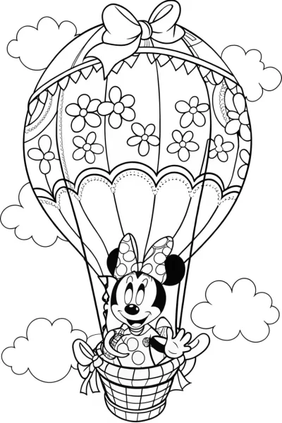 Minnie Mouse Hot Air Balloon Adventure Coloring Page