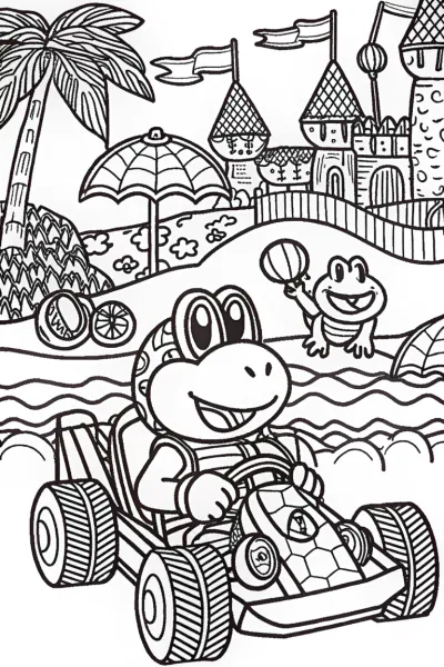 Koopa Troopa’s Karting Adventure Coloring Page