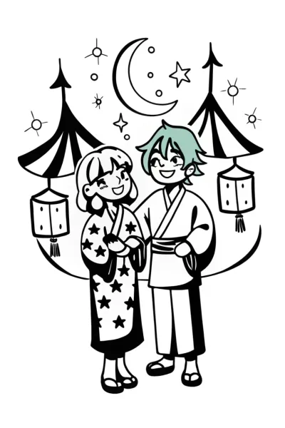 Anime Dreamscape Festival Coloring Page