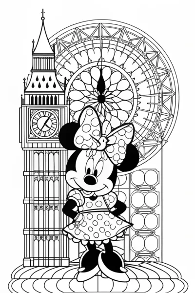 Minnie Mouse at the clock tower