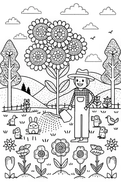 Steve’s Garden Adventure Coloring Page