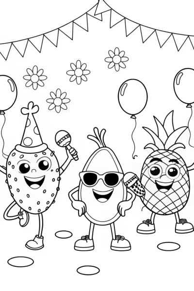 Summer Fruit Jamboree Coloring Page