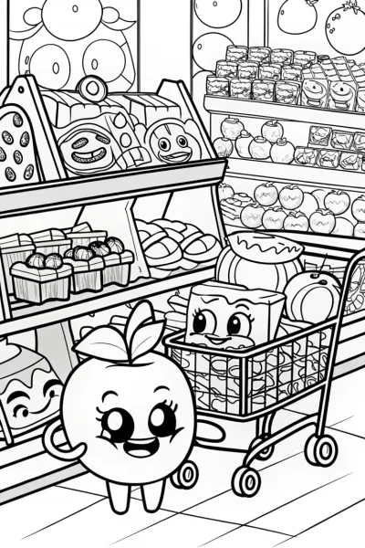 Shopkins Supermarket Adventure Coloring Page