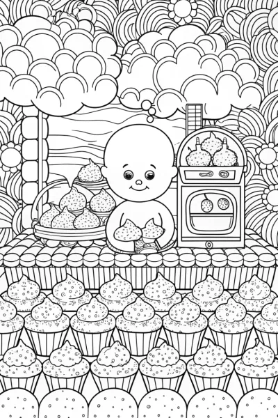 Baby baking in a cloud bakery