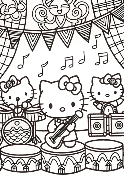 Hello Kitty’s Magical Music Festival Coloring Page