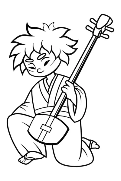 Demon Slayer playing shamisen