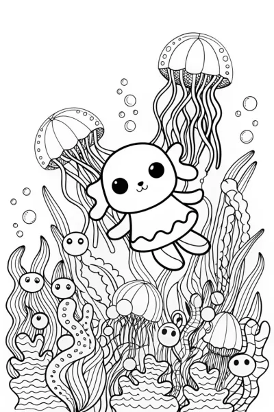 Cinnamoroll’s Enchanted Jellyfish Dance Coloring Page
