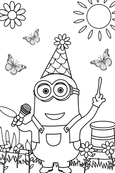 Minion’s Musical Garden Party Coloring Page