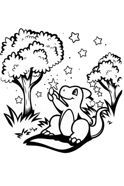 Charizard’s Firefly Night Coloring Page
