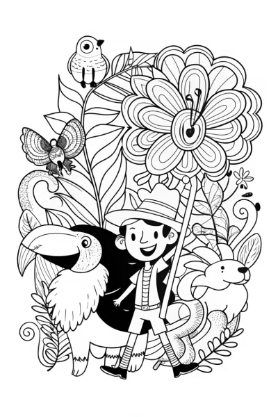 Antonio’s Animal Parade Coloring Page