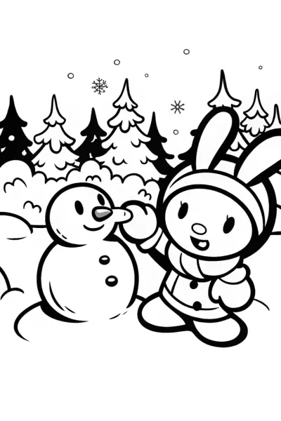 My Melody’s Winter Wonderland Adventure Coloring Page