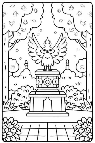 Guardians of the Elemental Shrine Coloring Page