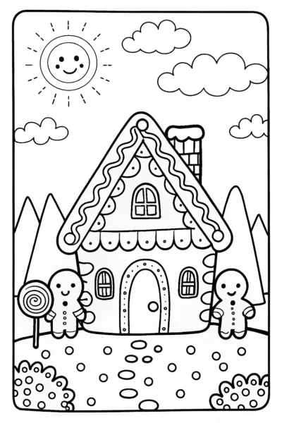 Gingerbread House Fantasy Garden Coloring Page