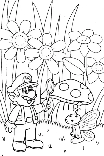 Mario and Luigi’s Insect Exploration Coloring Page