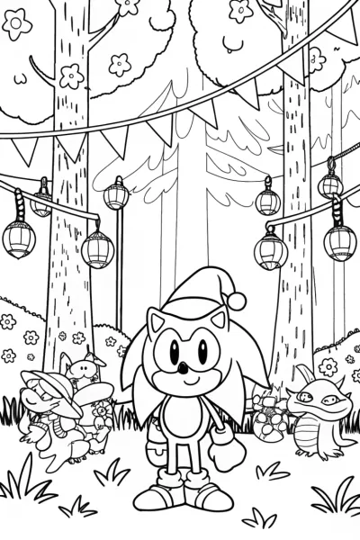 Sonic’s Friendly Forest Festival Coloring Page