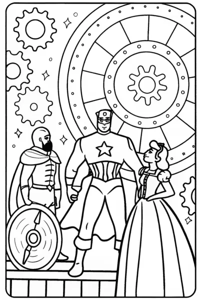 Captain America Time Traveler Coloring Page