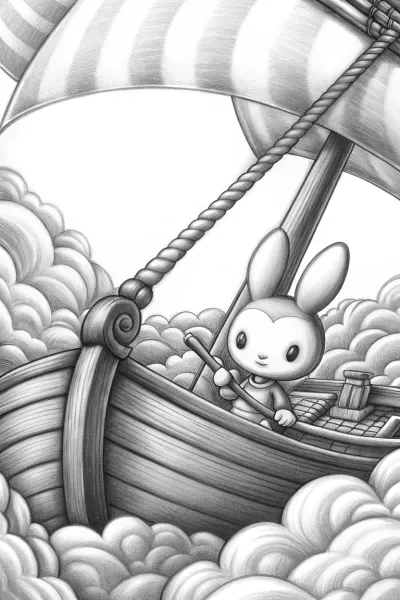 My Melody sailing on a cloud boat