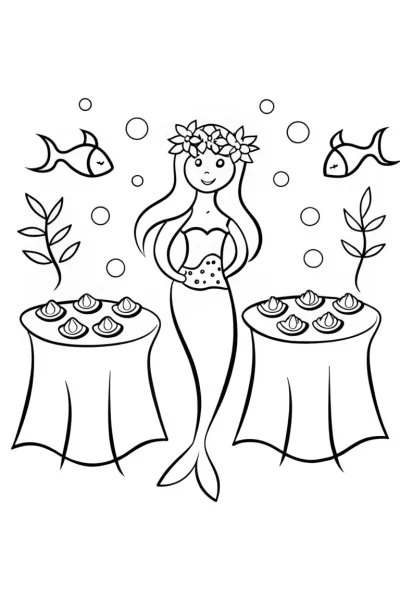 Mermaid’s Magical Garden Party Coloring Page