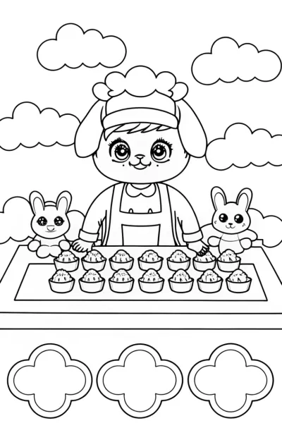 Cinnamoroll’s Cozy Cloud Bakery Coloring Page