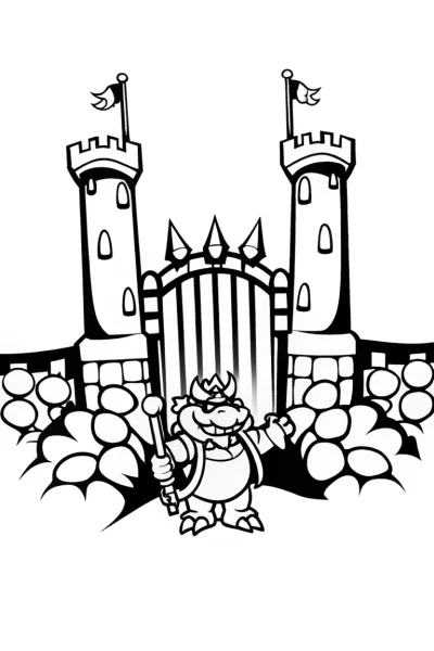 Bowser’s Epic Castle Defense Coloring Page