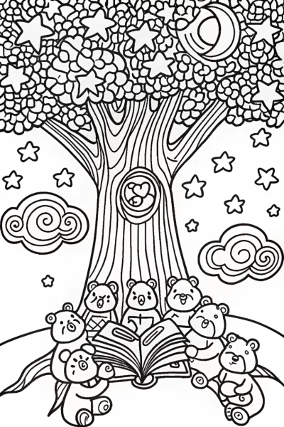 Care Bears’ Enchanted Storytime Coloring Page
