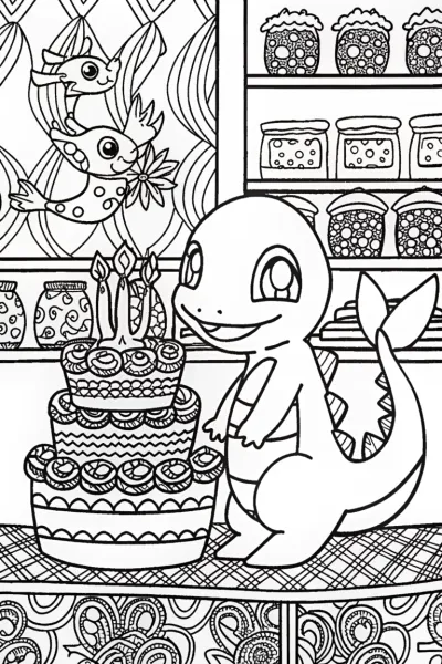 Charmander’s Enchanted Bakery Coloring Page