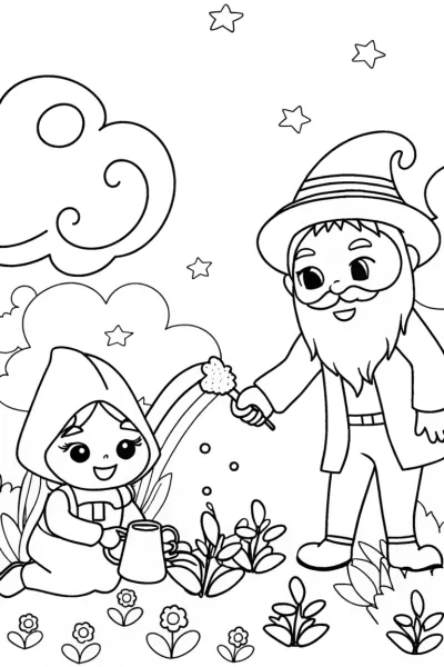 Kuromi’s Magical Garden Coloring Page