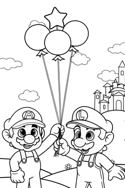 Mario and Luigi’s Skyward Balloon Quest Coloring Page